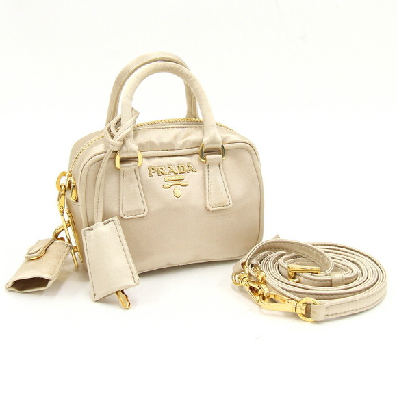 Prada bag handbag Shoulder Bag beige satin - Picture 1 of 8